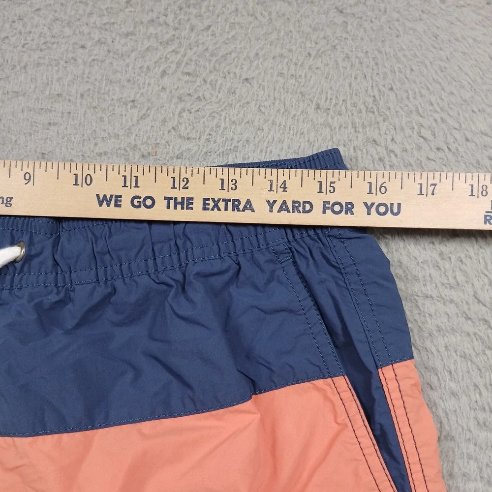 J. Crew Swimwear Trunks Mens M Colorblock Blue‎ Orange Mesh Lined Beach Swim